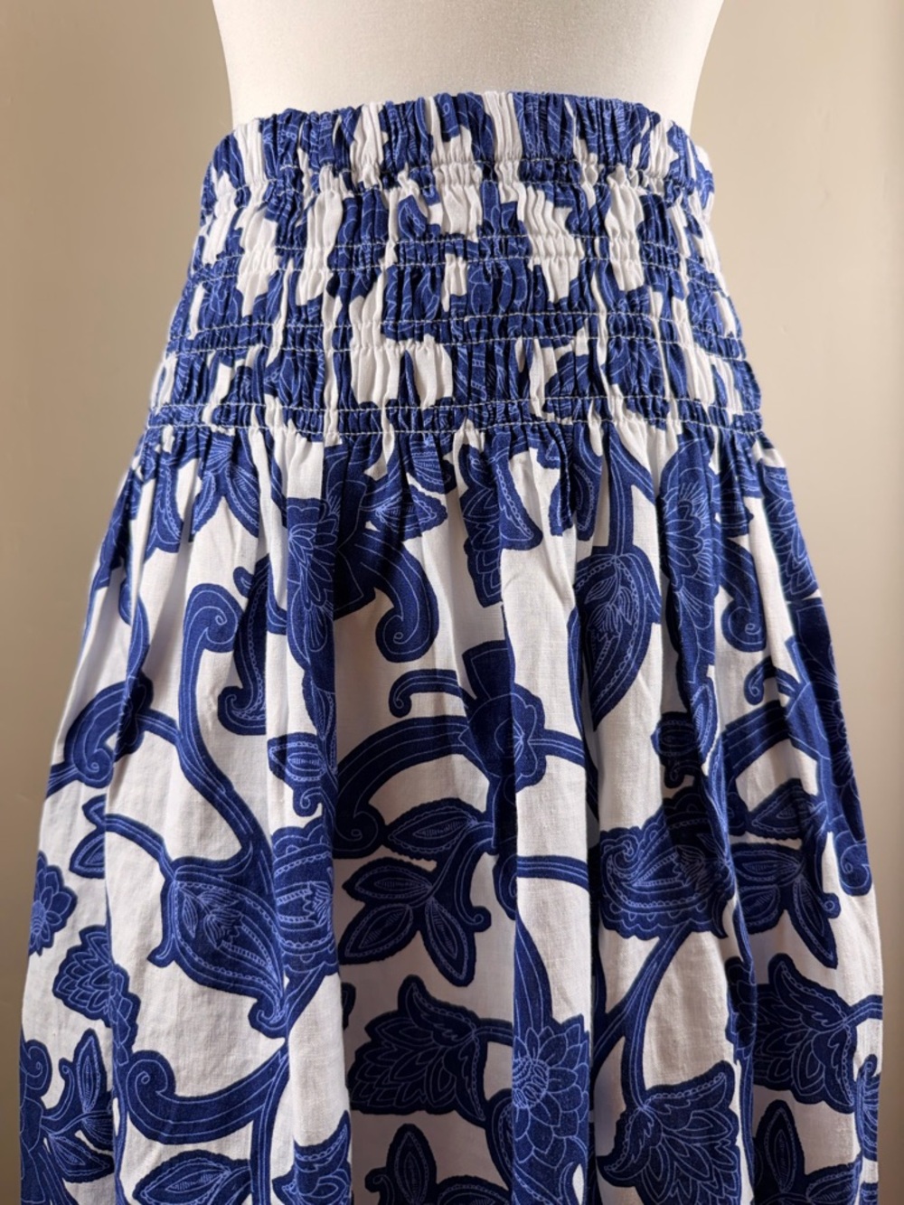 Boden Blue Floral Maxi Linen Skirt with Shirred Waist, Size 8, NWT - Picture 5 of 13